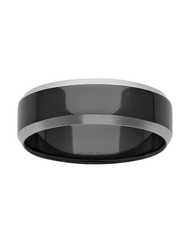 Ziro - Men's Black & White Zirconium Ring - 782017