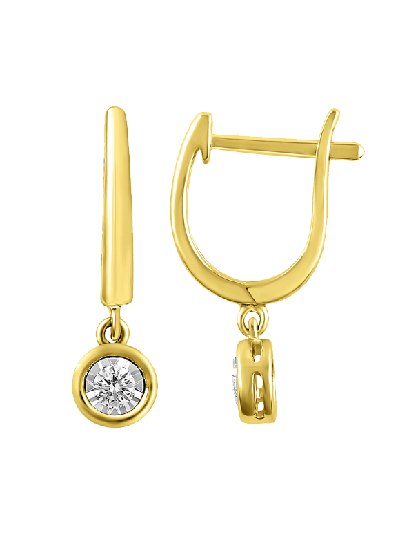 Diamond Earrings - 10ct Yellow Gold Diamond Drop Earrings - 782350