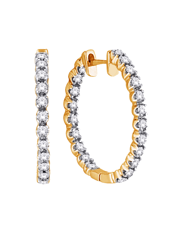 Diamond Earrings - 10ct Inside Out Yellow Gold Hoops - 783071