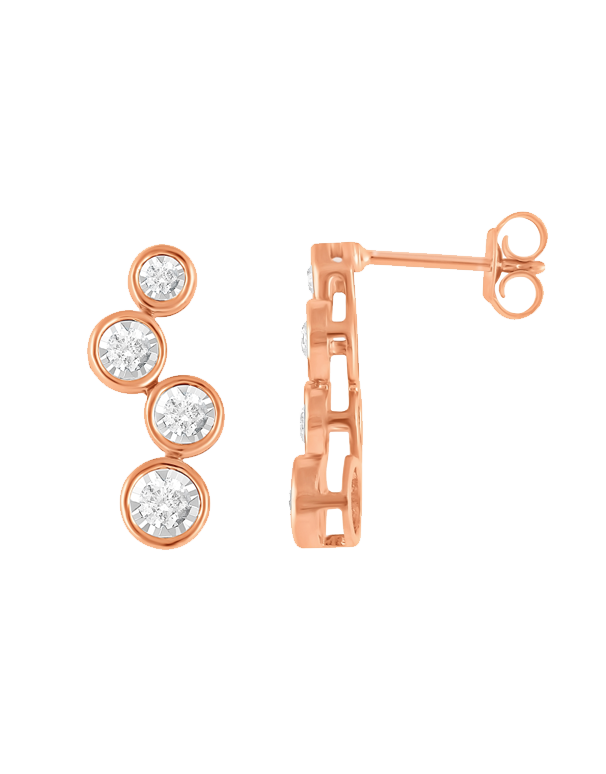 14ct Rose Gold Diamond Drop Earrings - 783605