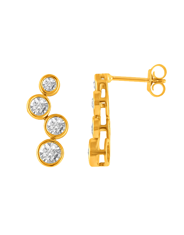 14ct Yellow Gold Diamond Drop Earrings - 783607