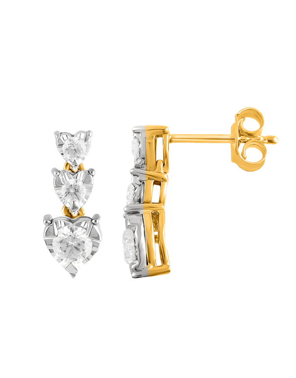 14ct Yellow & White Gold Diamond Drop Earrings - 783622