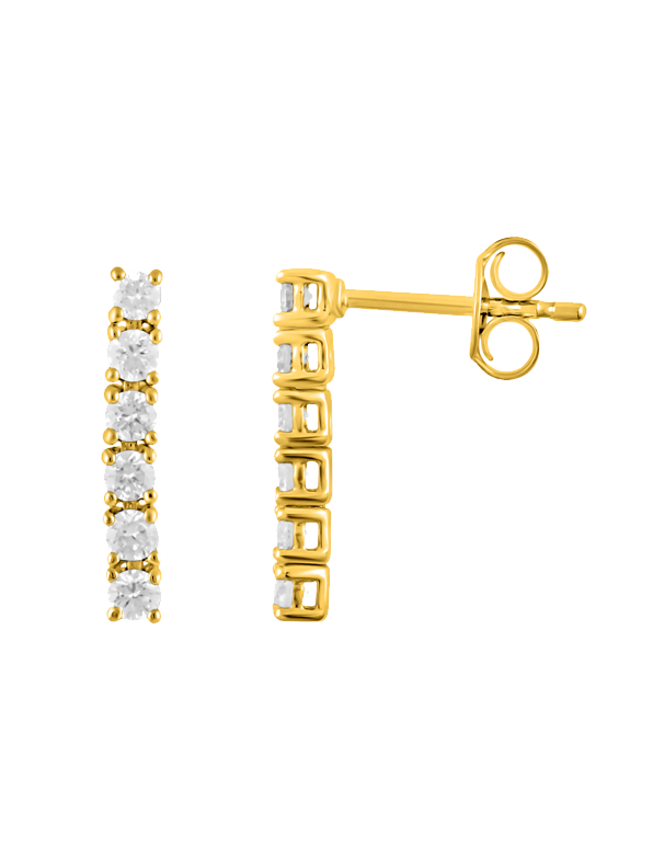 14ct Yellow & White Gold Diamond Drop Earrings - 783638