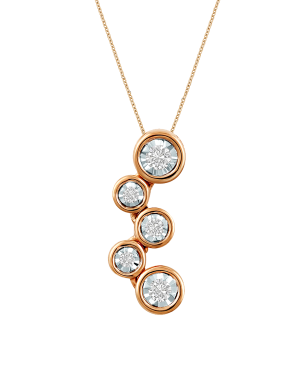 14ct Rose & White Gold Diamond Pendant - 783639