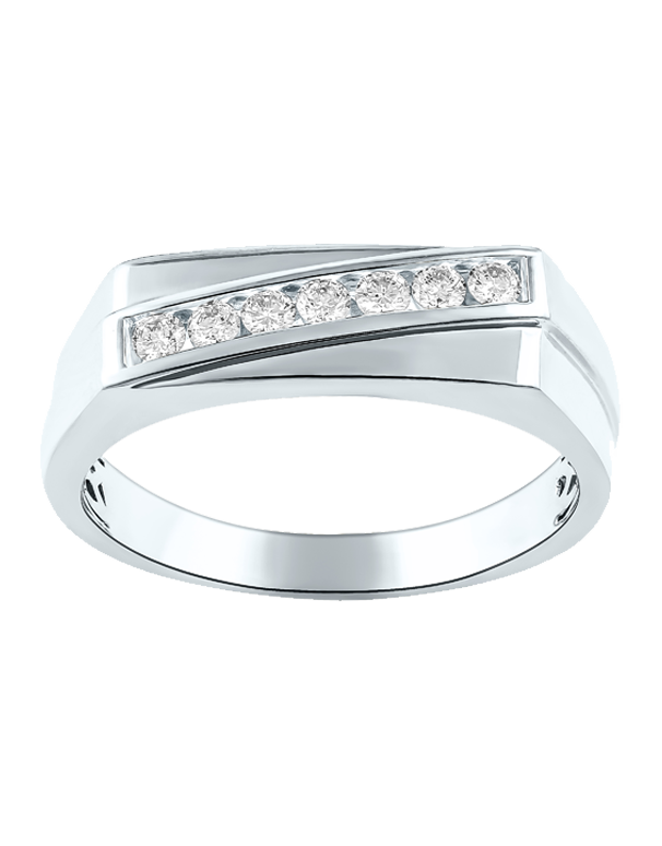 Men's Ring - 9ct White Gold Diamond Gents Ring - 783726