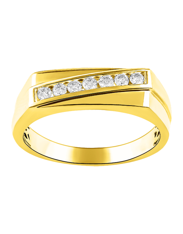 Men's Ring - 9ct Yellow Gold Diamond Gents Ring - 783727