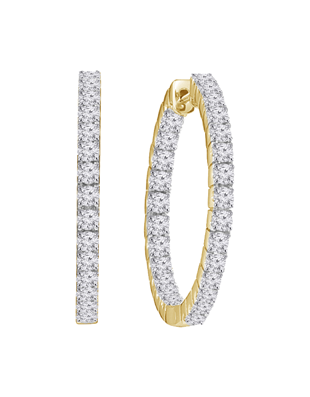 Diamond Earrings - 14ct Yellow Gold Inside Out Diamond Hoop Earrings - 783751