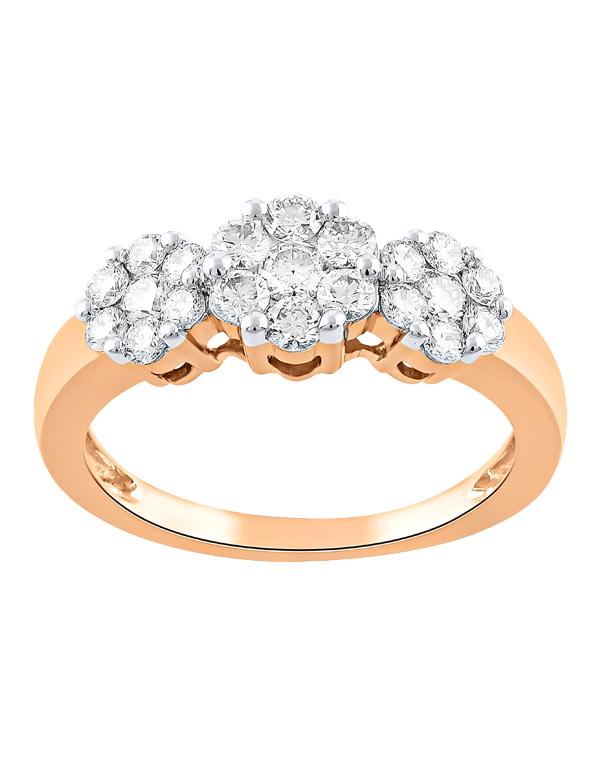 Diamond Ring - 10ct Rose Gold Diamond Cluster Ring - 783790