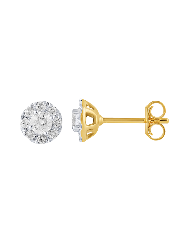 14ct Yellow and White Gold Diamond Stud Earrings - 783907