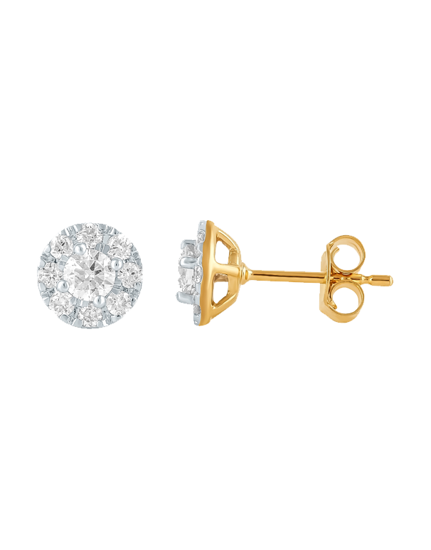14ct Yellow and White Gold Diamond Stud Earrings - 783909