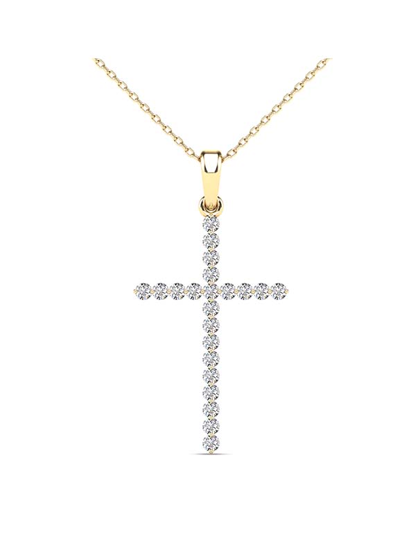 14ct Yellow Gold Diamond Cross Pendant - 784258