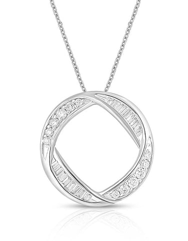 10ct White Gold Circle Diamond Pendant - 785901