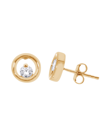Diamond Earrings - 10ct Yellow Gold Diamond Circle Stud Earrings - 786588