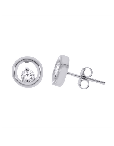 Diamond Earrings - 10ct White Gold Diamond Circle Stud Earrings - 786589
