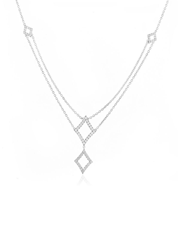 Diamond Necklace - 10ct White Gold Diamond Necklace - 786849