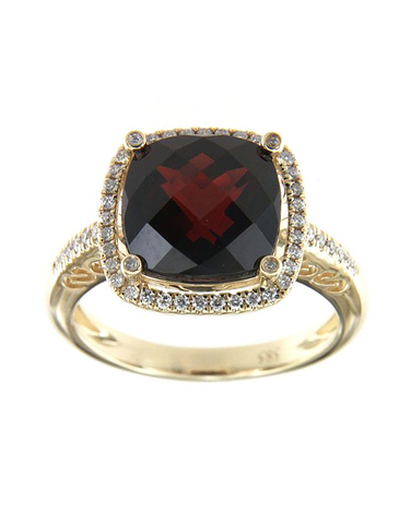 Garnet Ring - 14ct Yellow Gold Garnet and Diamond Ring- 786914