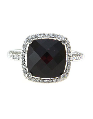 Purple Garnet Ring - 14ct White Gold Purple Garnet & Diamond Ring - 786915