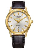 Citizen - Eco-Drive Gold Tone Case Silver Dial Day/Date 40mm - AW0102-13A - 784992