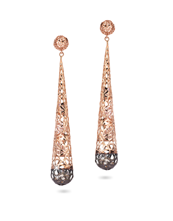 Roberto Bravo - 14ct Rose Gold Black Rhodium Plated Cubic Zirconia Drop Earrings - 771226 - Salera's