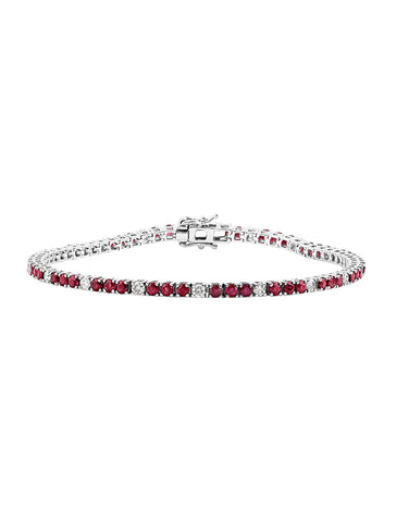 Ruby Tennis Bracelet - 14ct White Gold Natural Ruby and Diamond Tennis Bracelet - 785946