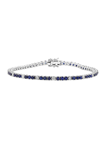 Sapphire Bracelet- 14ct White Gold Natural Sapphire and Diamond Tennis Bracelet - 785948