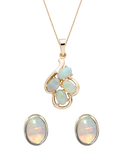 Opal Set - 9ct Yellow Gold Solid Opal Pendant & Earrings Set