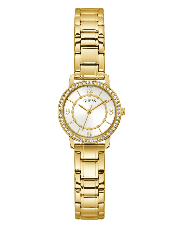 Guess - Ladies Melody Crystal Silver Dial Gold Tone Watch - GW0468L2 - 785671