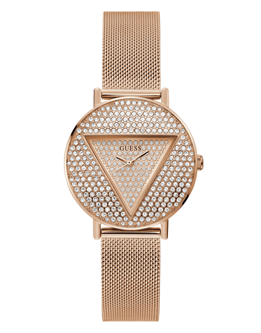 Guess - Ladies Iconic Rose Tone Crystal Triangle Watch - GW0477L3 - 785665