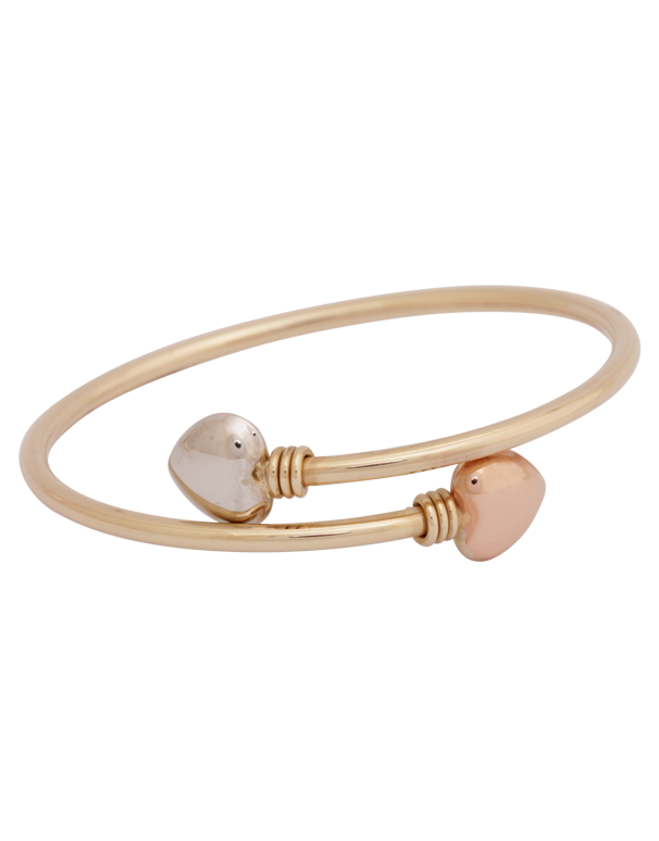 Gold Bangle - 10ct Three Tone Double Heart Baby Bangle - 771206