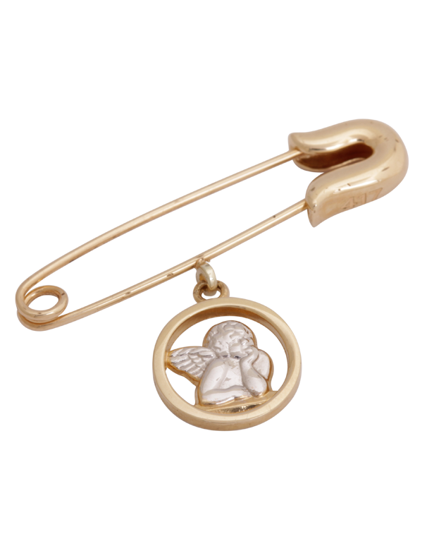 Gold Brooch - 10ct Two Tone Angel Baby Brooch - 771364