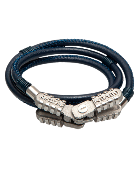SEVENFRIDAY Bracelet - Jumper Essence Stainless Steel & Blue Leather Bracelet - JMP1/01 - 768916