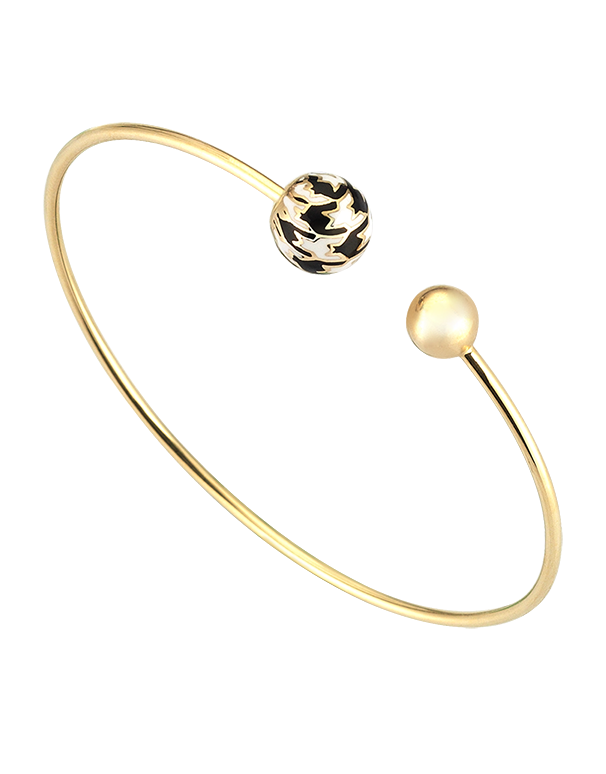 Roberto Bravo - 14ct Yellow Gold Black & White Enamel Bangle - 771264 - Salera's
