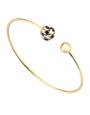 Roberto Bravo - 14ct Yellow Gold Black & White Enamel Bangle - 771264