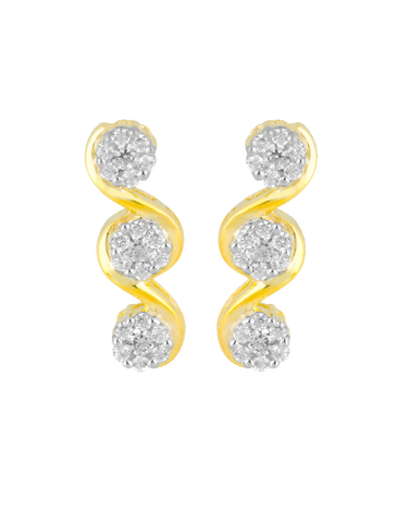 Diamond Earrings - 9ct Diamond Set Yellow Gold Earrings - 756336