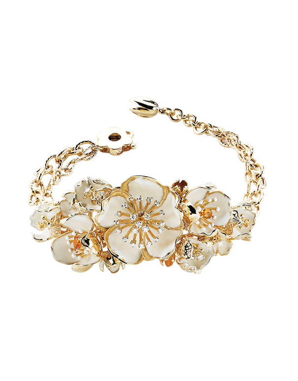 Roberto Bravo - 14ct Yellow Gold Diamond Gemstones & White Enamel Bracelet - 771267 - Salera's