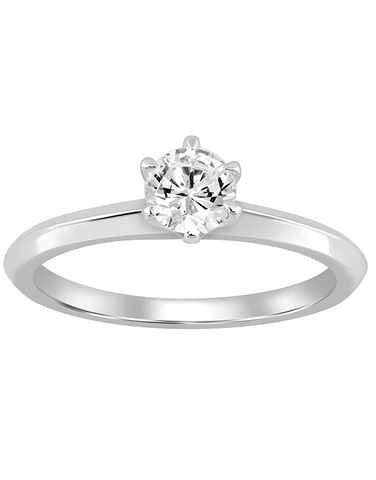 Diamond Ring - 0.50ct Round Brilliant Cut Lab Grown Diamond Engagement Ring in 14ct White Gold