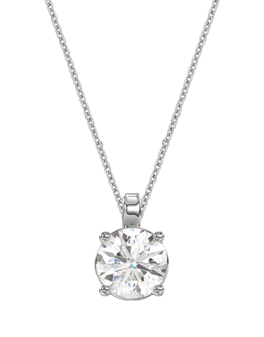 Diamond Pendant - 0.75ct Round Solitaire Lab Grown Diamond Pendant in 14ct White Gold - 788220