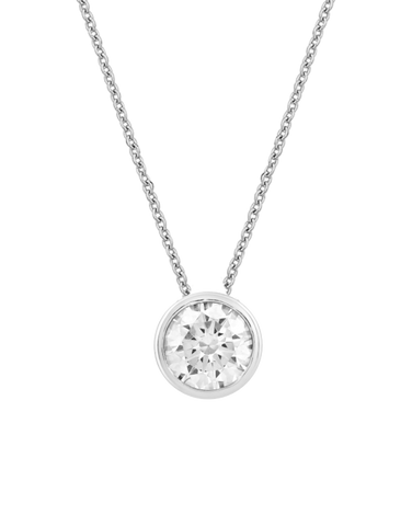 Diamond Pendant - 1.00ct Bezel Set Lab Grown Diamond Slider Pendant in 14ct White Gold