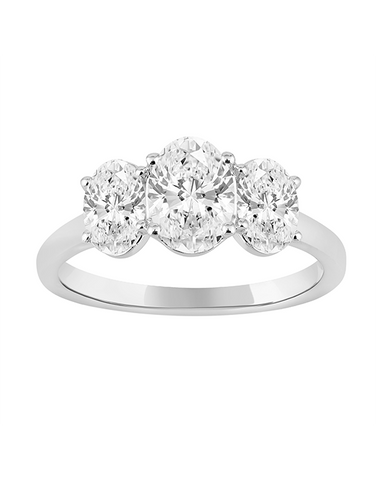 Diamond Ring - 1.50ct Trilogy Oval Lab Grown Diamond Ring, set in 14ct White Gold - 788212