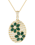 Emerald Pendant - 14ct Yellow Gold Natural Emerald & Diamond Pendant - 790597