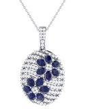Sapphire Pendant - 14ct White Gold Natural Sapphire & Diamond Pendant - 790595