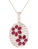 Ruby Pendant - 14ct Rose Gold Natural Ruby & Diamond Pendant - 790596