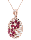 Ruby Pendant - 14ct Rose Gold Natural Ruby & Diamond Pendant - 790596