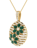 Emerald Pendant - 14ct Yellow Gold Natural Emerald & Diamond Pendant - 790597