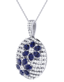 Sapphire Pendant - 14ct White Gold Natural Sapphire & Diamond Pendant - 790595