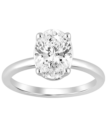 Diamond Ring - 2.00ct Oval Solitaire Lab Grown Diamond Engagement Ring in 14ct White Gold