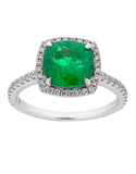 Emerald Ring - 18ct White Gold Emerald & Diamond Ring - 756017