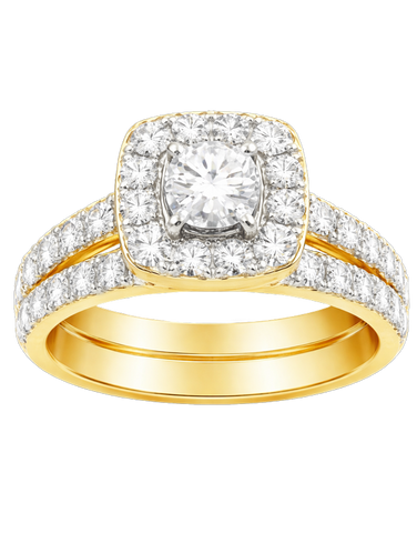 Bridal Set - 14ct Two Tone Diamond Bridal Set Rings - 766061