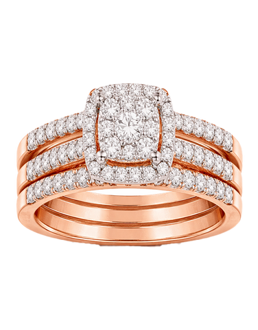 Bridal Set - 14ct Rose & White Gold Diamond Bridal Ring Set - 768051