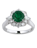 Emerald Ring - 18ct White Gold Emerald & Diamond Ring - 770390